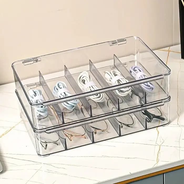 Boîte de rangement pour lunettes transparente multifonctionnelle