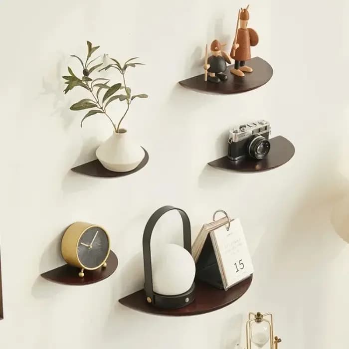 Étagère murale en bois demi-cercle, présentoir de projecteur suspendu au fond, Suspension, décoration de la maison, Organization de stockage