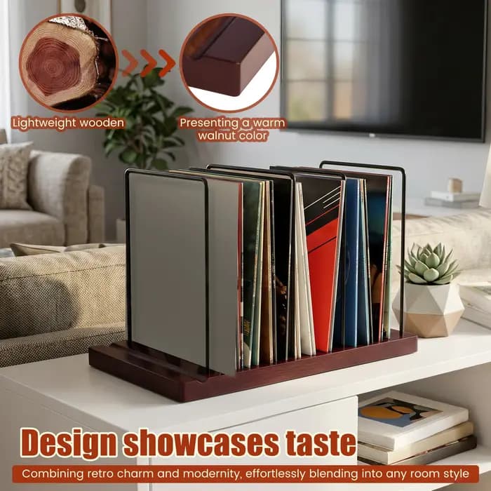 Support de rangement pour disques vinyles en bois