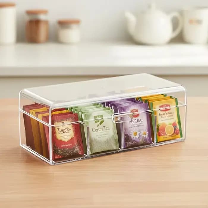 Boîte de rangement à 4 compartiments avec couvercle