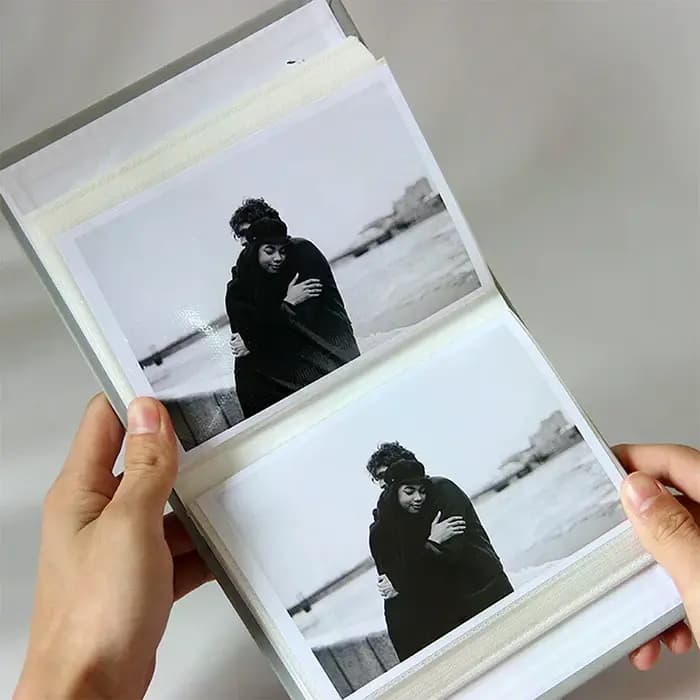 Innovant album de stockage de 100 photos ; Taille photo 4x6 ; Couverture en lin