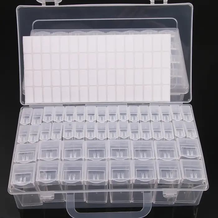 Boîte de rangement en plastique à 28/32/48/56/64 fentes, boîte de rangement pour peinture diamant à faire soi-même, perles, breloques, accessoires de bijoux, boîte de rangement 1 pièce