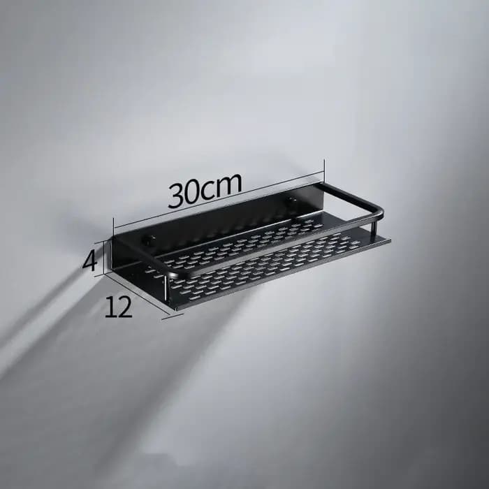 Étagère murale carrée en aluminium noir pour salle de bain, support de rangement de cuisine, organis