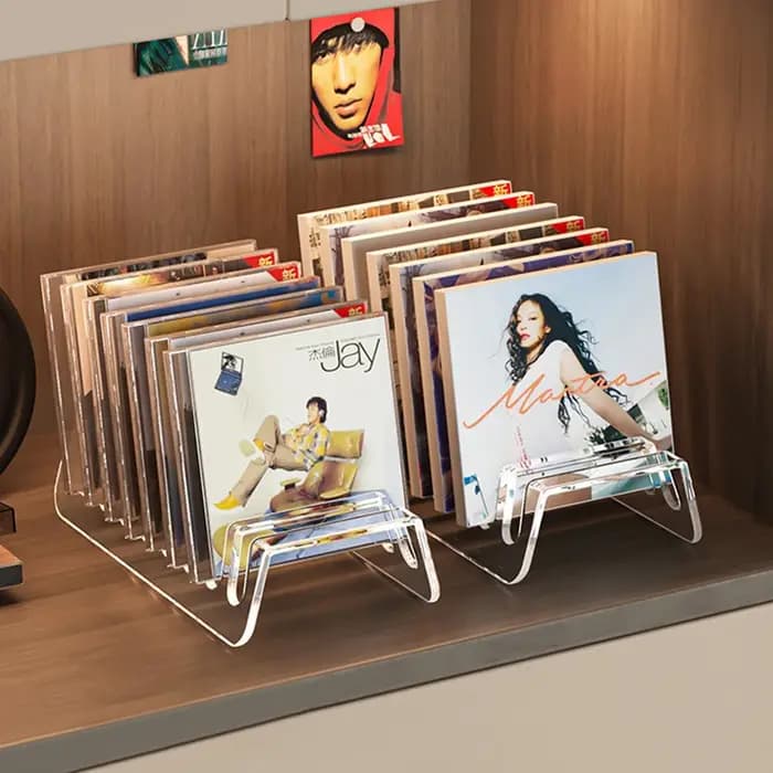 Étagère de présentation de CD en acrylique transparent à 6 compartiments