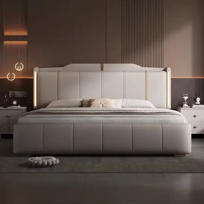 Meuble de chambre à coucher : Lit plateforme en bois avec tiroirs de rangement