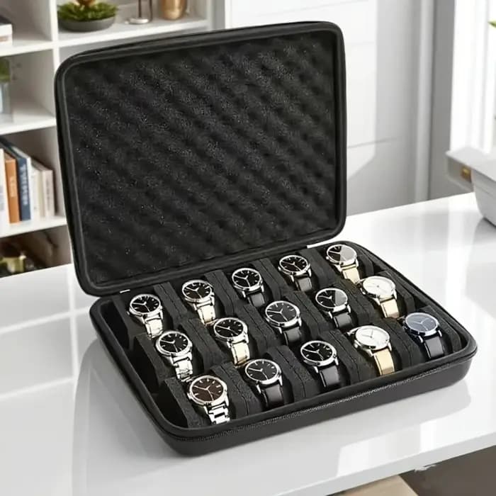 1 boîte de rangement luxueuse pour montres avec 15 emplacements