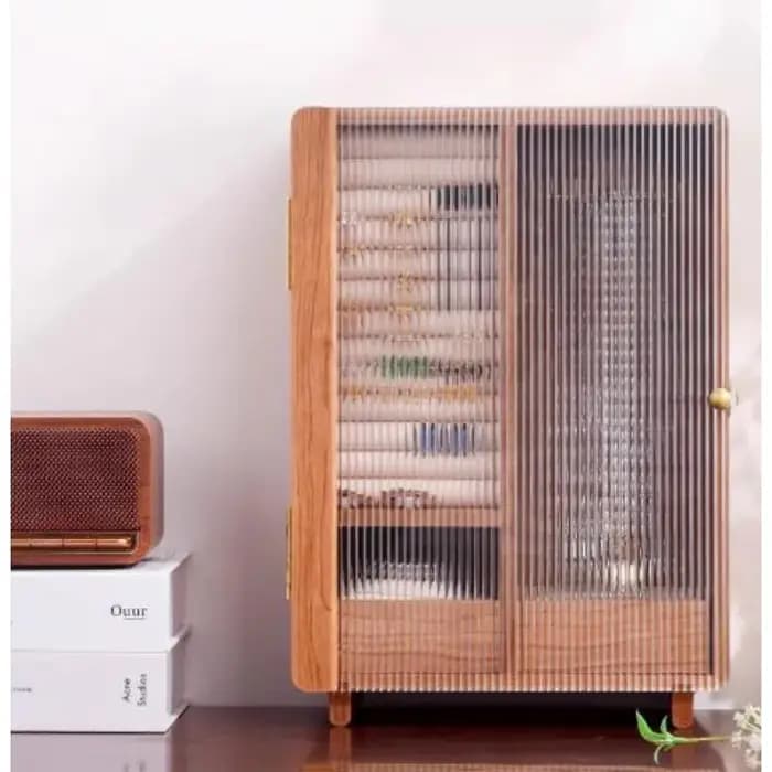 Armoire de rangement de bijoux vintage en bois massif