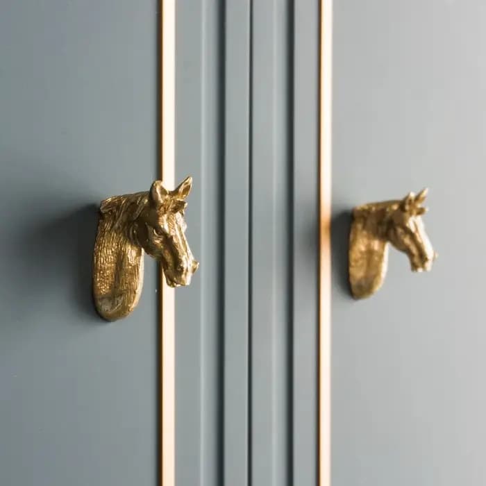 Poignées de meubles en forme de tête de cheval, boutons de tiroir de Style rétro, poignées noires et grises pour armoires et tiroirs, poignées de garde-robe en alliage Zic