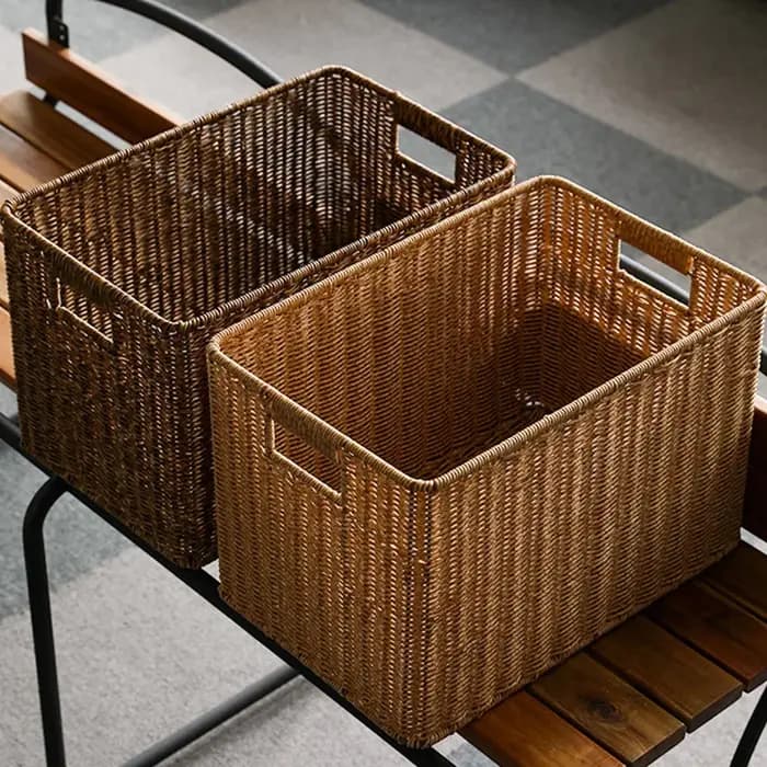 Boîte de rangement tissée à la main, grand panier de rangement pour vêtements tissés, cuisine, chambre à coucher, salon, vêtements d'épicerie, organisateur d'articles divers