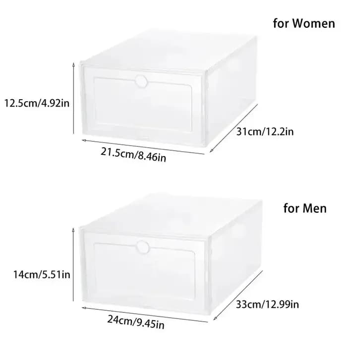Boîtes à chaussures transparentes portables en plastique empilables