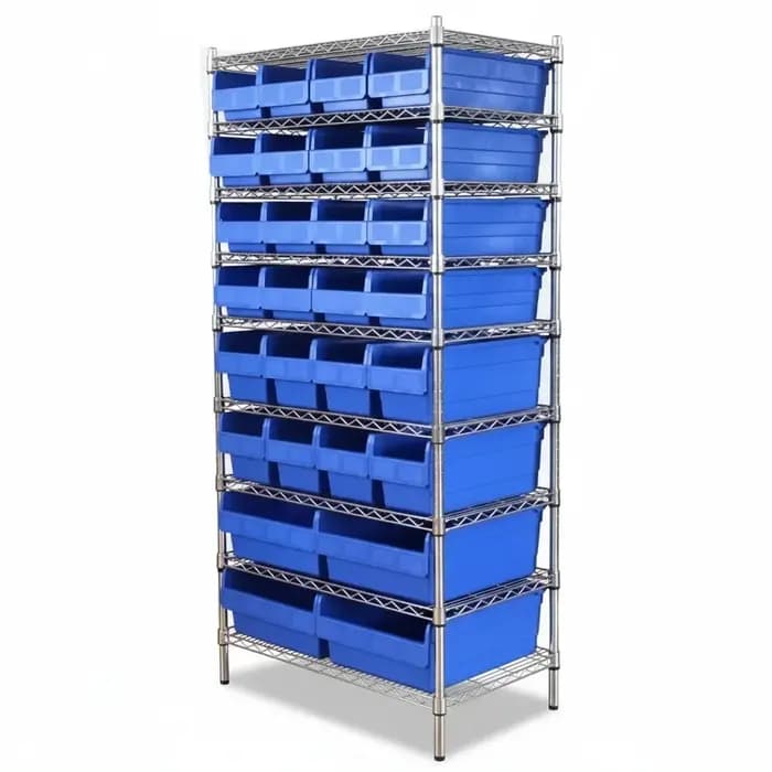 Étagère en acier, 860 x 600 x 1800 mm, étagère de rangement en fil métallique chromé, étagère à bacs