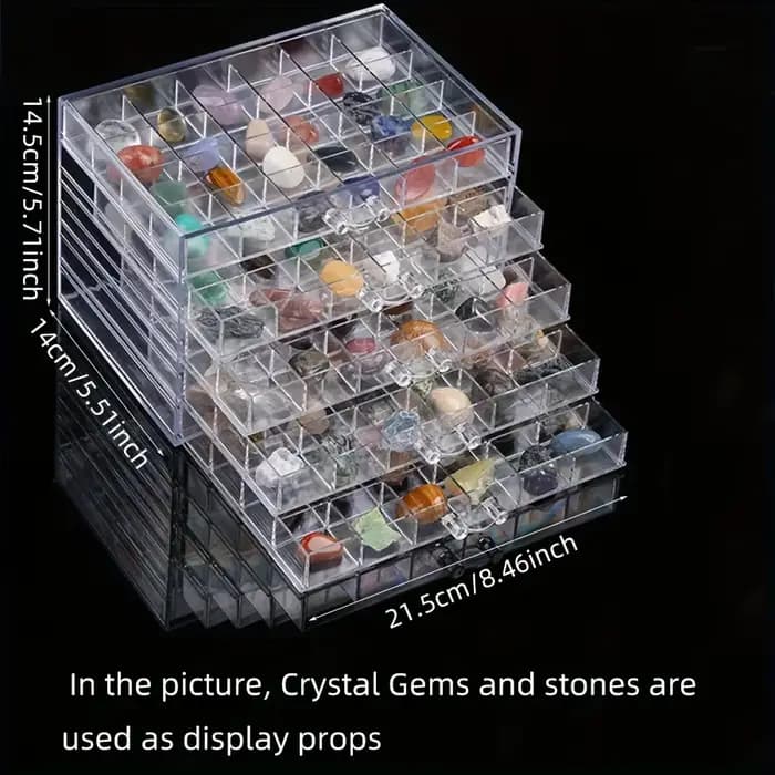 Vitrine en cristal – Boîte de rangement en plastique transparent pour la collection de pierres naturelles