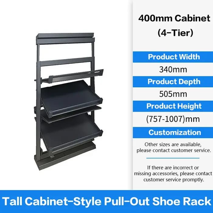 Range-chaussures coulissant pour armoire profonde d'escalier