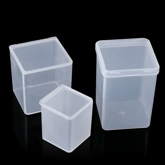 3TANSmall-Boîte de rangement carrée transparente en plastique