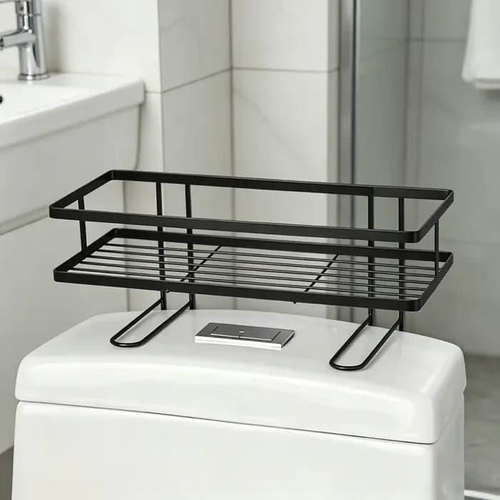 Étagère de rangement pour toilettes sans perçage - Organisateur de salle de bain multifonctionnel pour économiser l'espace au-dessus du réservoir et sur les murs