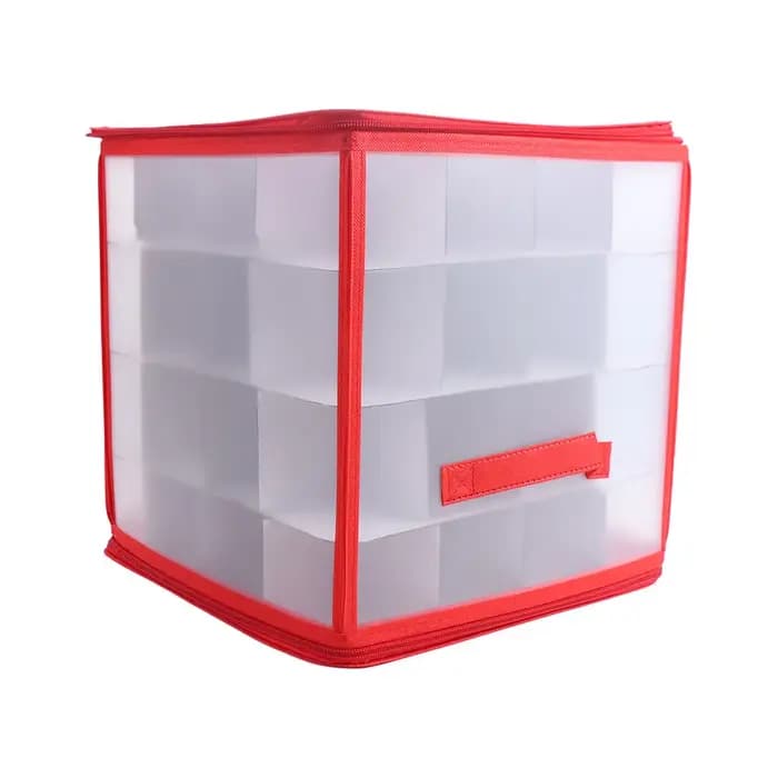 Boîte de rangement de boules de noël pliable à double fermeture éclair, 64 grilles, conteneurs de ra