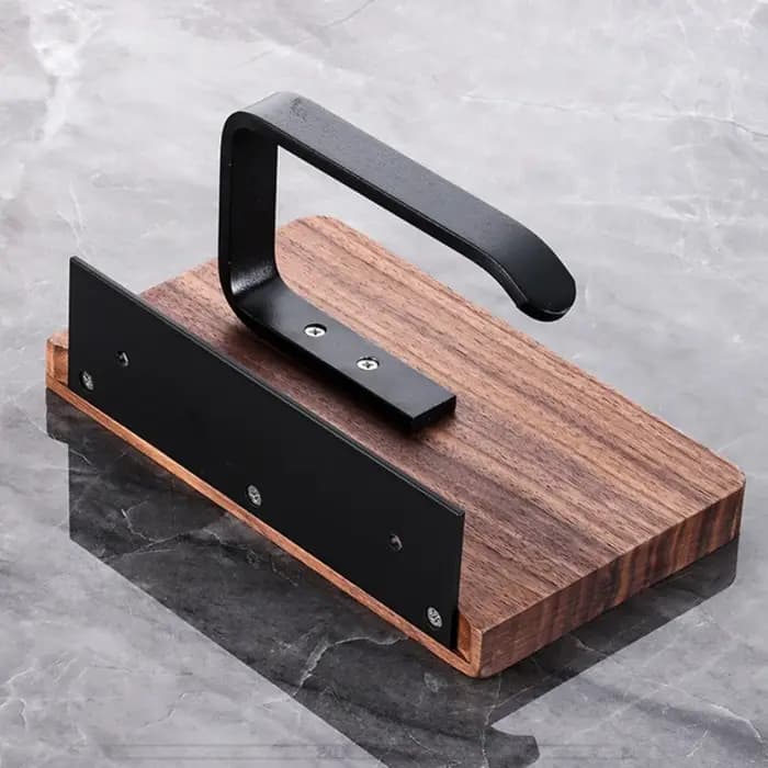 Porte-papier hygiénique avec étagère en bois de noyer