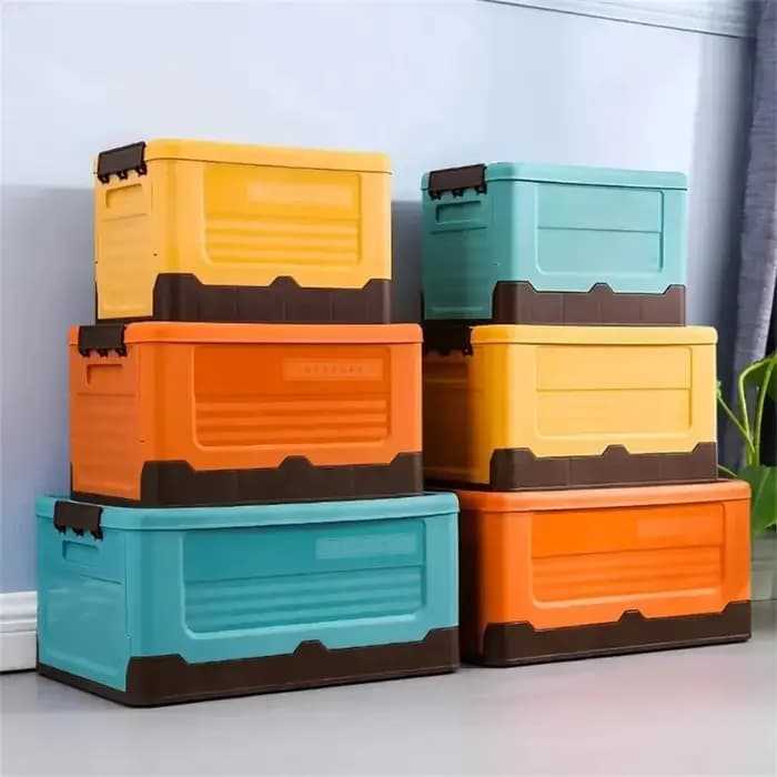 Boîte de rangement en plastique pliable avec couvercle