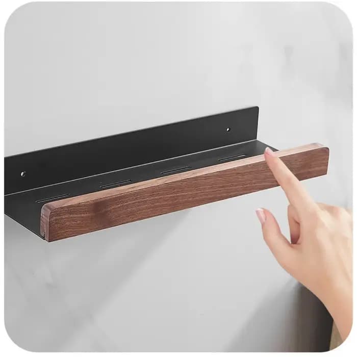 Étagère de rangement pour salle de bain en bois noir