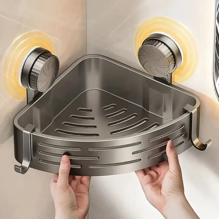 Étagère de salle de bain triangulaire à ventouse