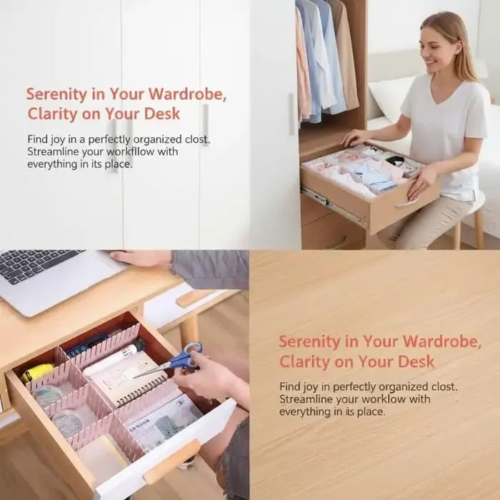 Ensemble de 4 panneaux de séparation ajustables pour rangement domestique