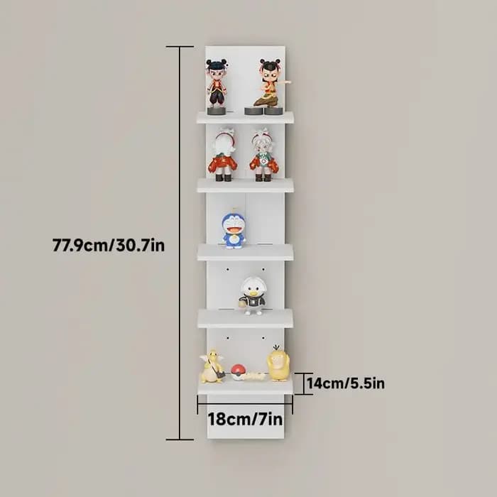 Étagère de présentation verticale à 5 niveaux pour figurines d'anime avec crochets pour bureau et mur