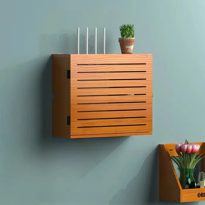 Boîte de rangement multimédia en bois