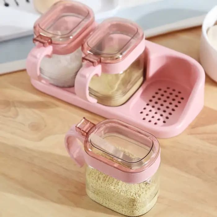 Bocal à épices en plastique et verre transparent