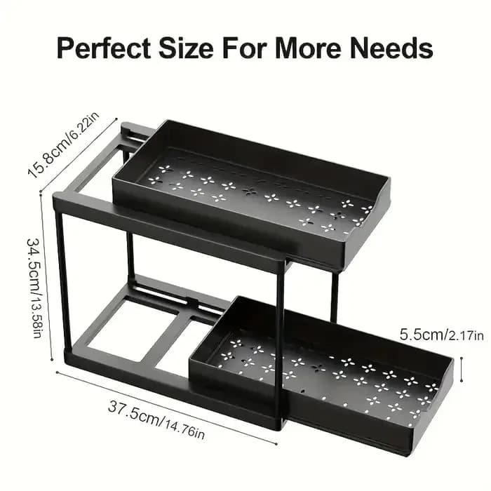 Étagère de rangement sous évier pour cuisine avec étagères coulissantes