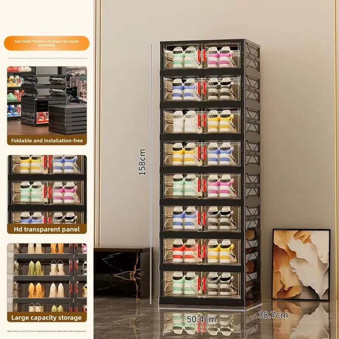 Meuble de rangement pliable multi-niveaux grande capacité pour chaussures et snacks