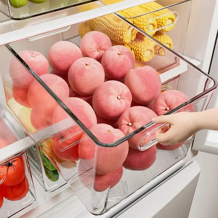Organiseur de réfrigérateur empilable avec couvercles