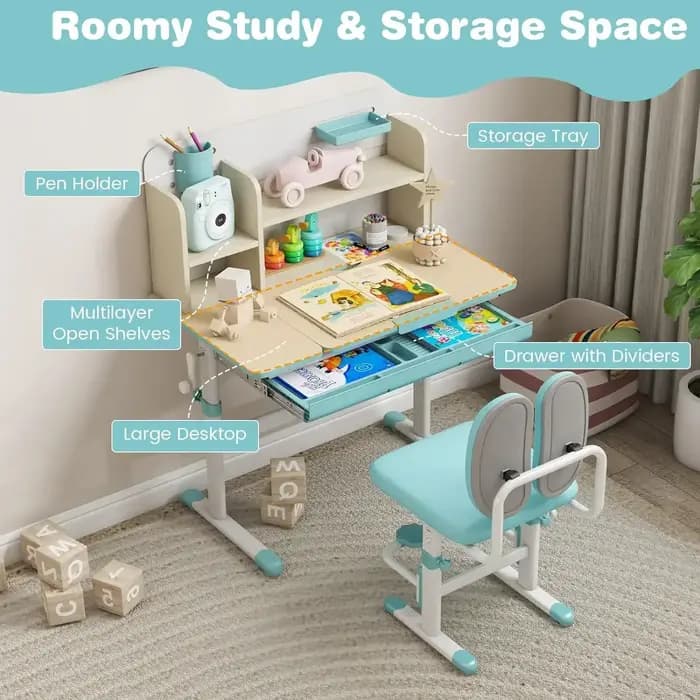 Un ensemble de bureau et de chaises pour enfants