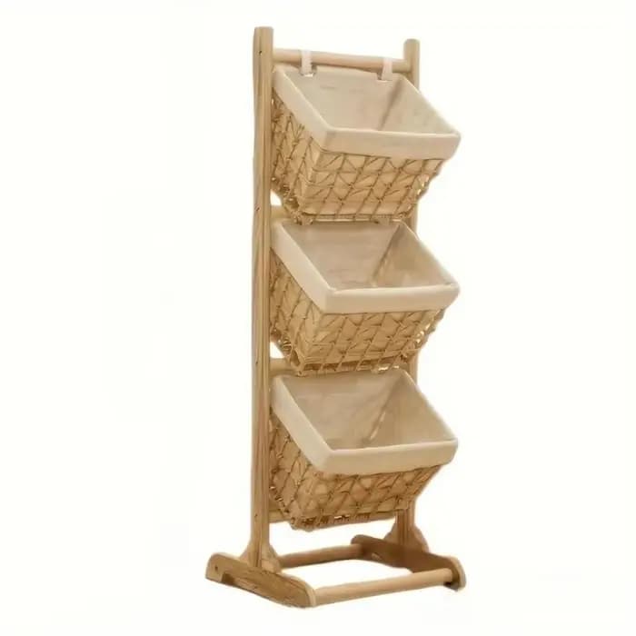 Étagère de rangement en rotin sur pied pour chambre à coucher et salon
