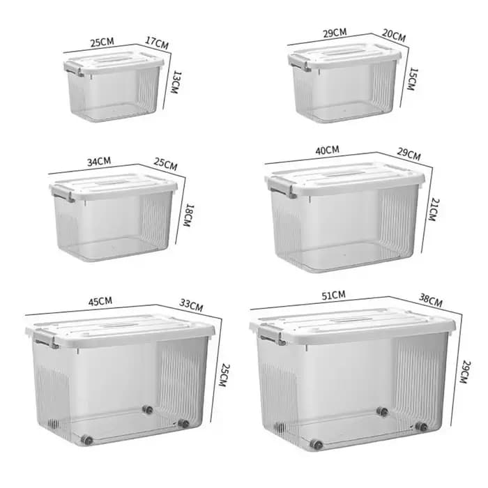 Boîte de rangement noire transparente pratique en plastique avec couvercle
