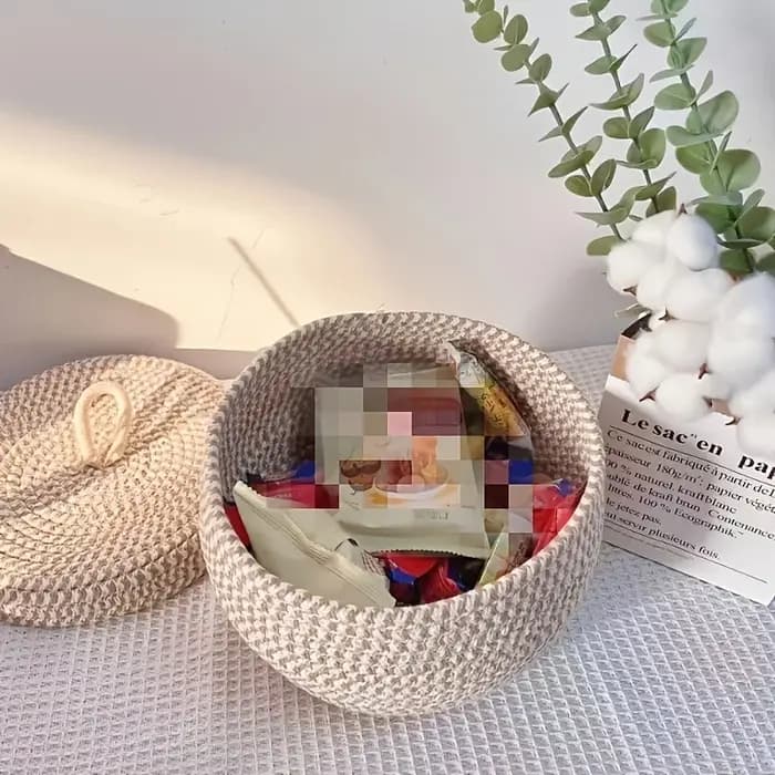 Panier de rangement bohème avec couvercle | Organisateur autoportant pour armoire