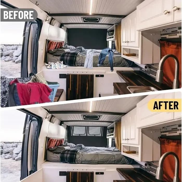 Grande boîte de rangement en feutre pour armoire de camping-car