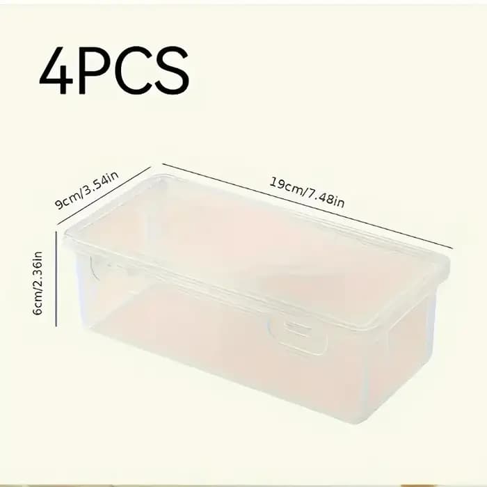 4 grandes boîtes de rangement transparentes en PP avec couvercles