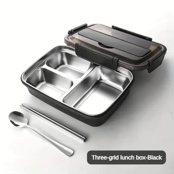 Boîte à déjeuner en acier inoxydable anti-fuite avec 3/4 compartiments – Récipient à Bento durable et facile à nettoyer pour étudiants et employés de bureau