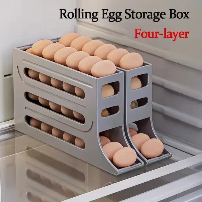 Boîte de rangement pour œufs de réfrigérateur, 4 couches, distributeur automatique d'œufs, organisateur de réfrigérateur