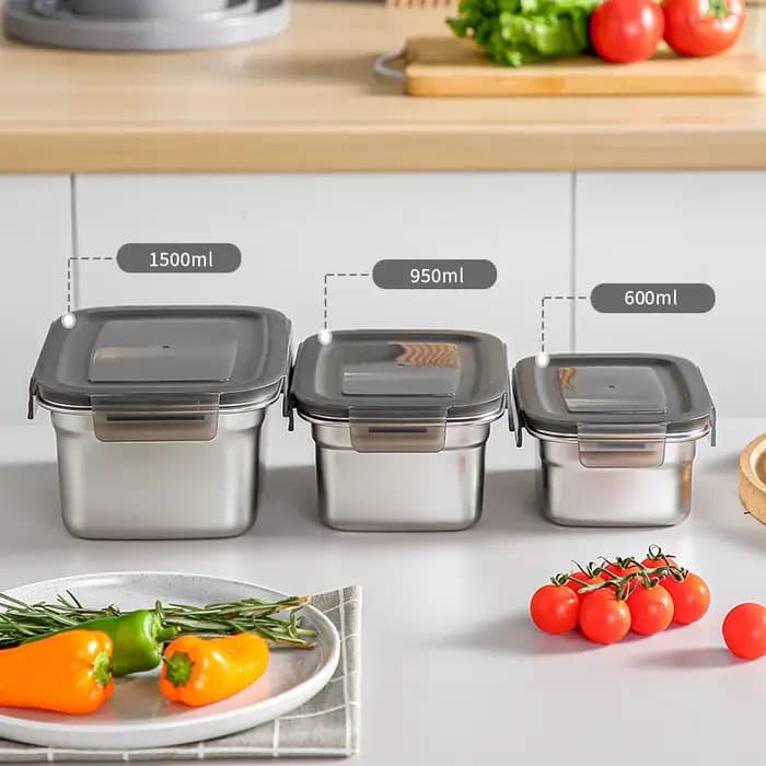 Boîte alimentaire hermétique en acier inoxydable 304