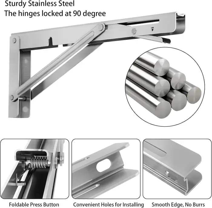 Supports d'étagère pliants robustes en acier inoxydable