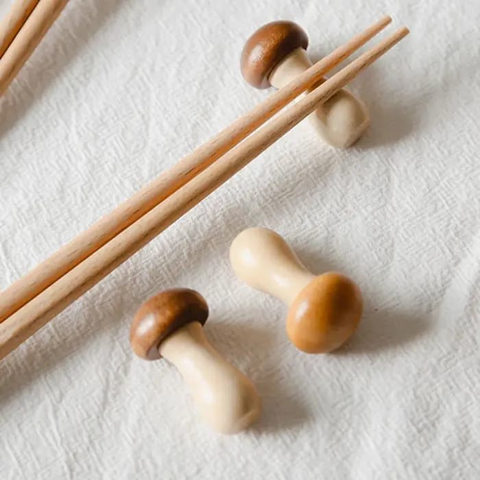 Repose-baguettes en bois, 2 pièces, support de rangement en forme de champignon, porte-baguettes créatif, cadeau, fournitures de cuisine chinoise