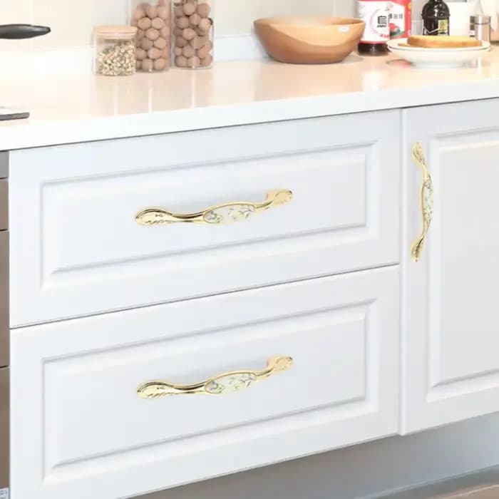 Poignée de meuble de cuisine en alliage de zinc doré