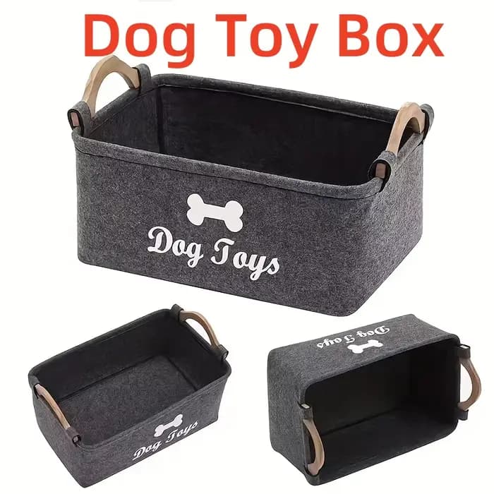 Boîte de rangement en feutre pour jouets pour chiens de compagnie