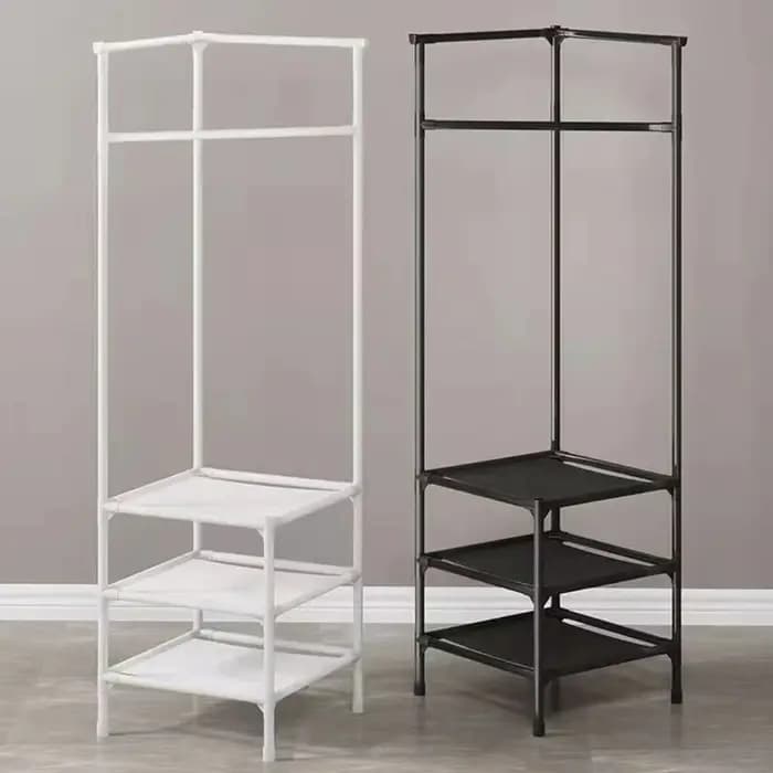 Porte-vêtements d'angle industriel avec roulettes noires