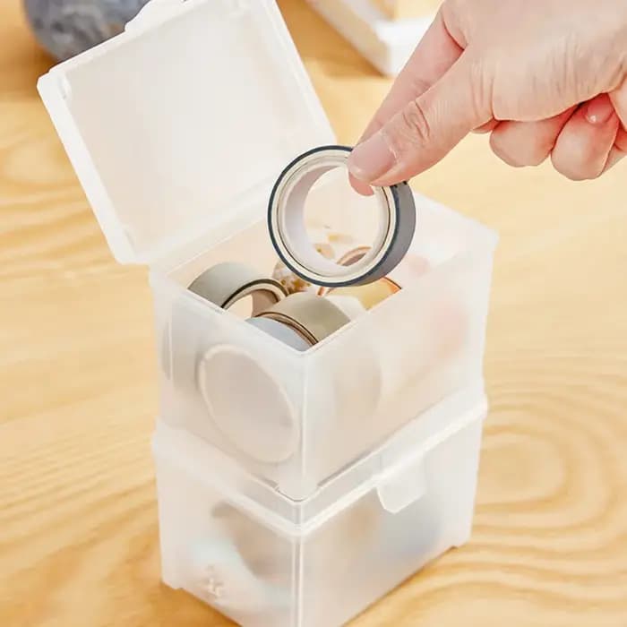 Boîte de rangement en plastique semi-transparente