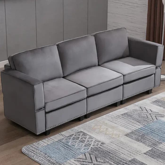 HORGgland-Canapé convertible en O, canapé sectionnel gris foncé modulaire, dossier et accoudoirs rég