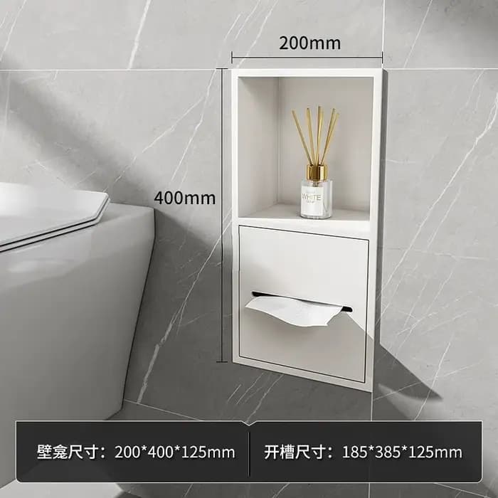 Armoire de rangement encastrée pour salle de bain en acier inoxydable