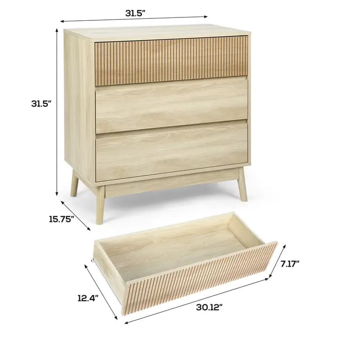 VOWNER 3-Commode de ferme, commode de rangement en bois, commodes de Cisco modernes à larges portes,