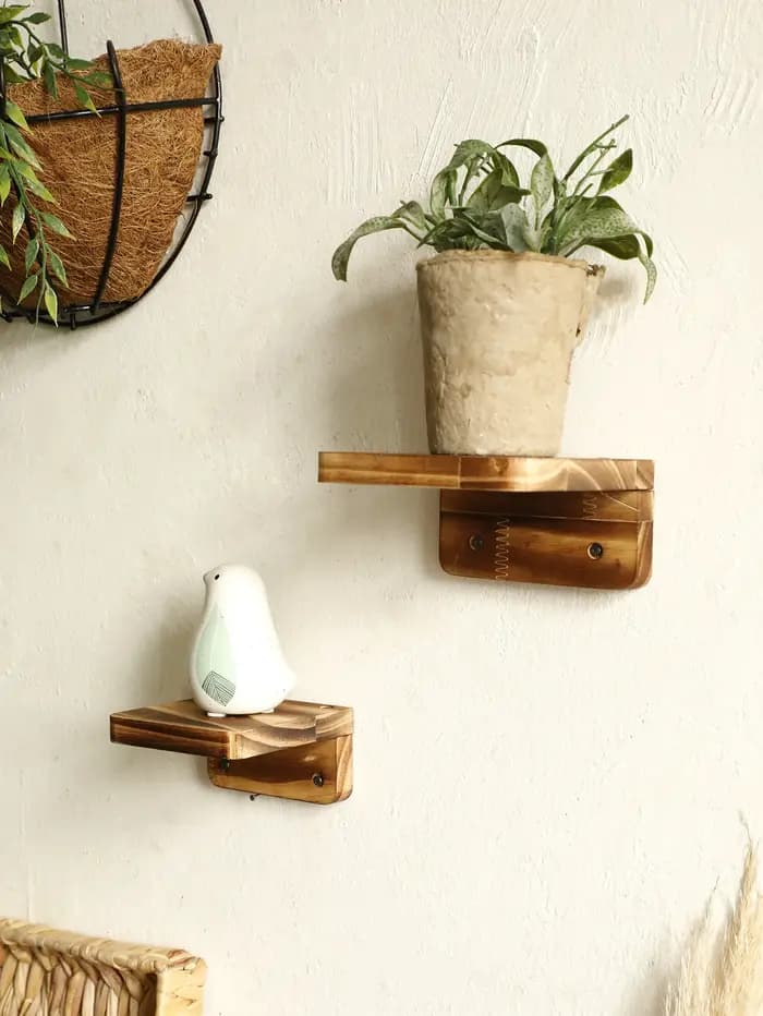 Boho-Étagère murale en bois rustique